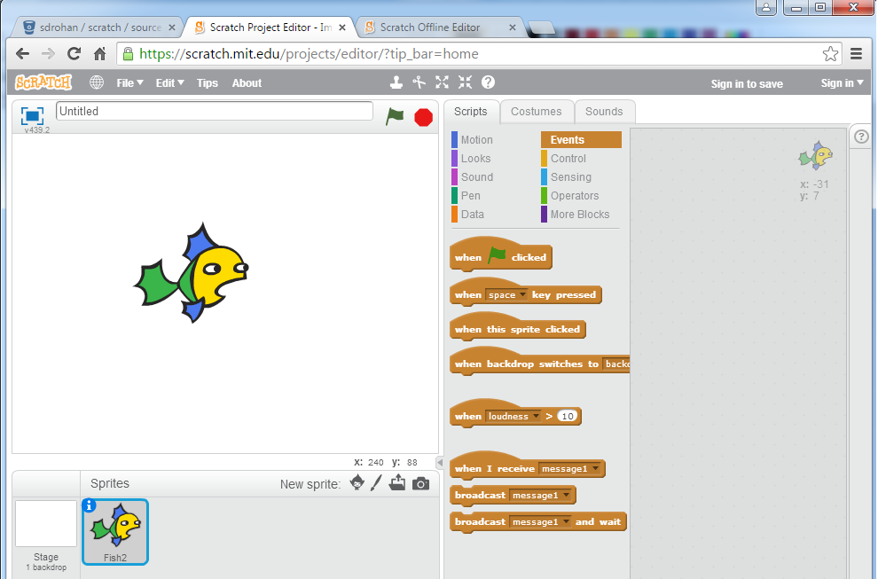 Events in Scratch