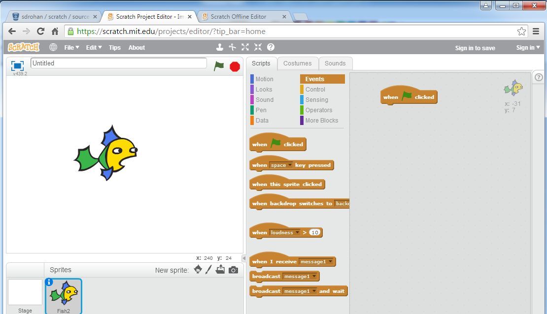 Using Events in Scratch